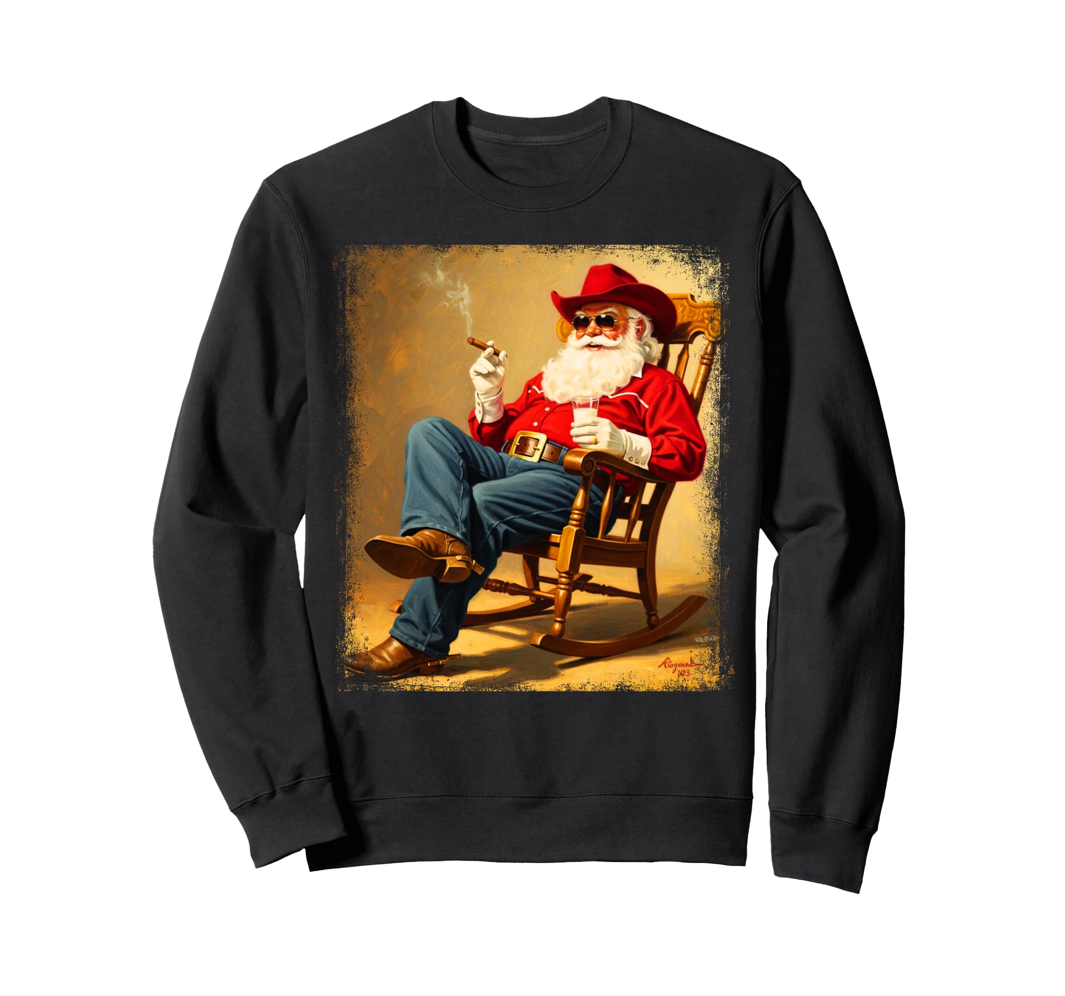Country Cigar Jolly Cowboy Santa Sweatshirt - Fun Novelty Design Unisex - T-Shirt, Sweatshirt, Hoodie