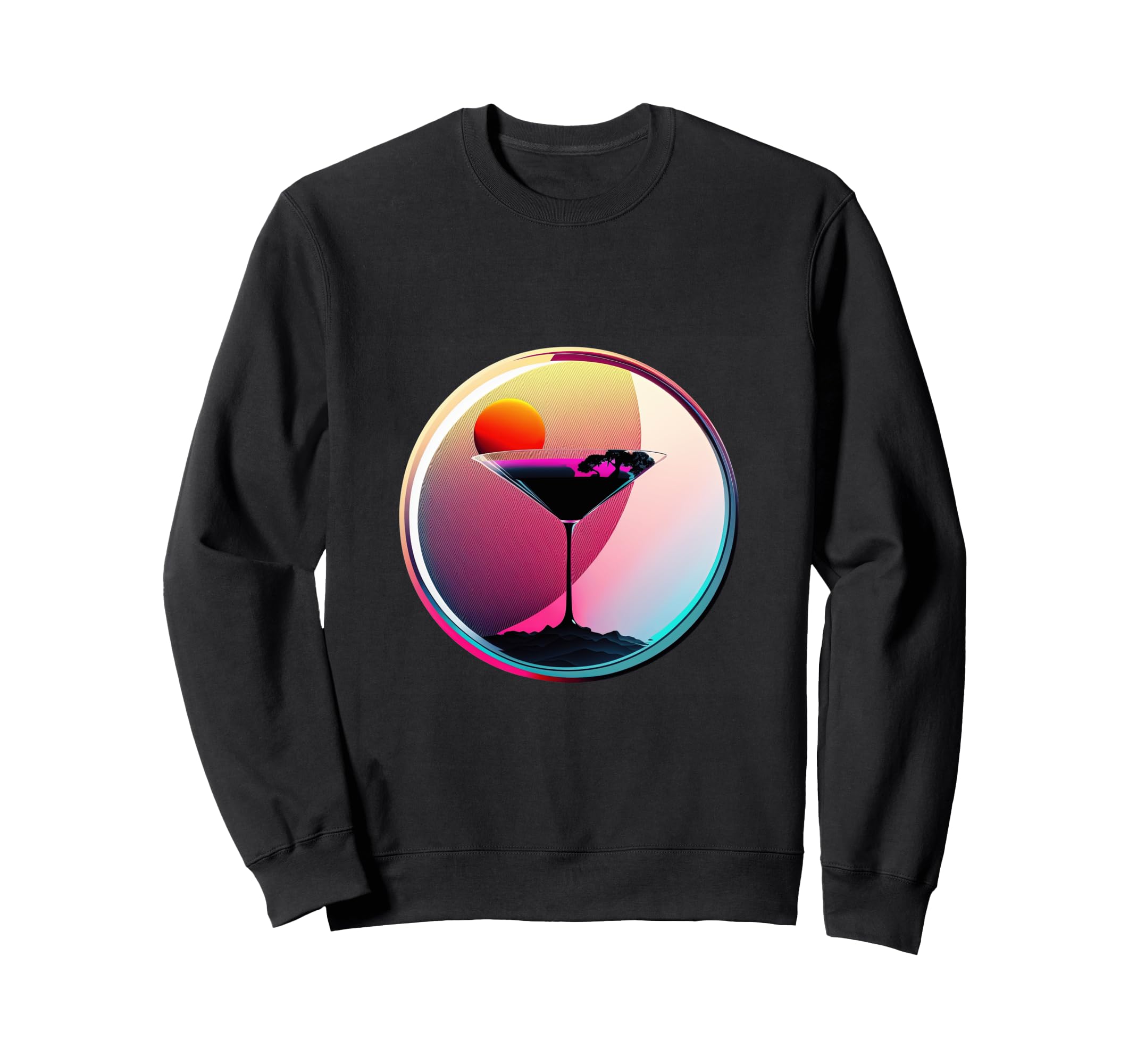 Martini Synthwave 80S Retrowave Sweatshirt - Novelty Apparel Unisex - T-Shirt, Sweatshirt, Hoodie