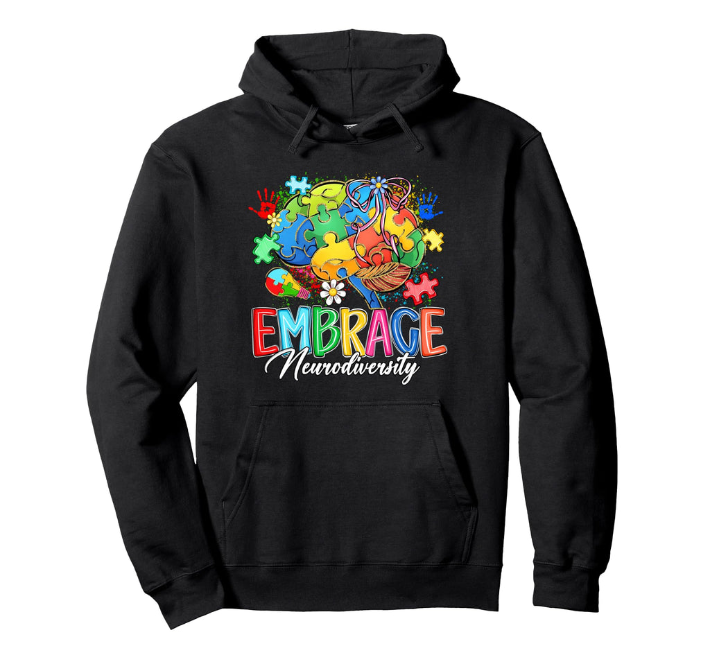 Embrace Neurodiversity Brain Autism Hoodie - Custom Art Print for Adults - T-Shirt, Sweatshirt, Hoodie