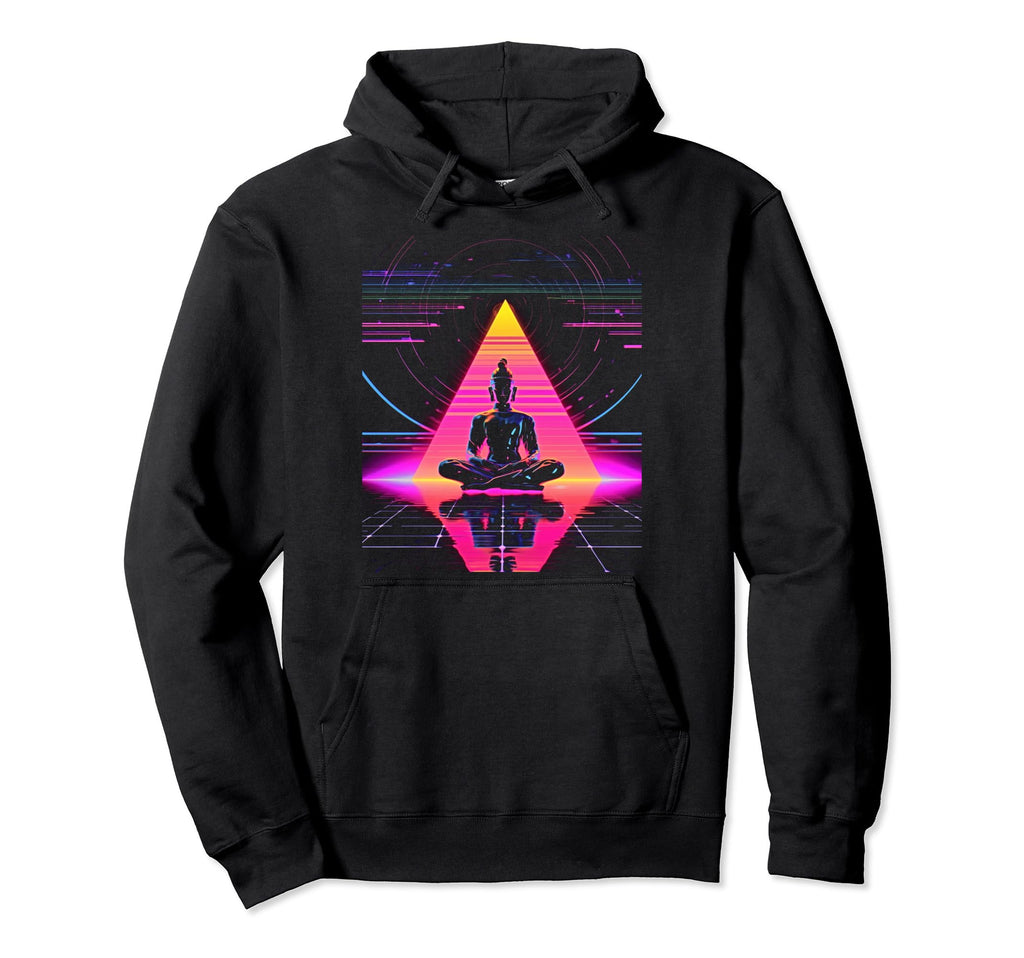 Synthwave Buddha Alien Cyberpunk 80S Sci Fi Hoodie - Unique Graphic Unisex - T-Shirt, Sweatshirt, Hoodie