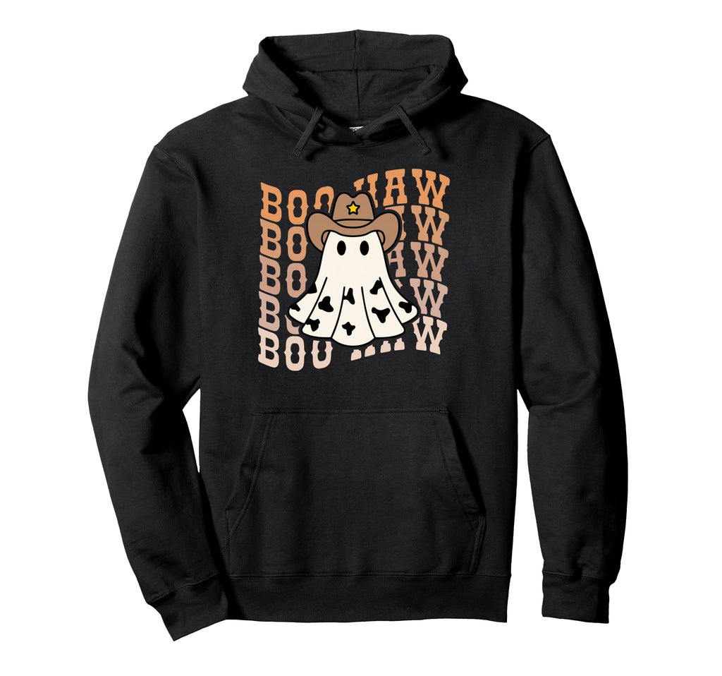 Funny Halloween Boo Haw Ghost Western Hoodie - Novelty Apparel Unisex - T-Shirt, Sweatshirt, Hoodie