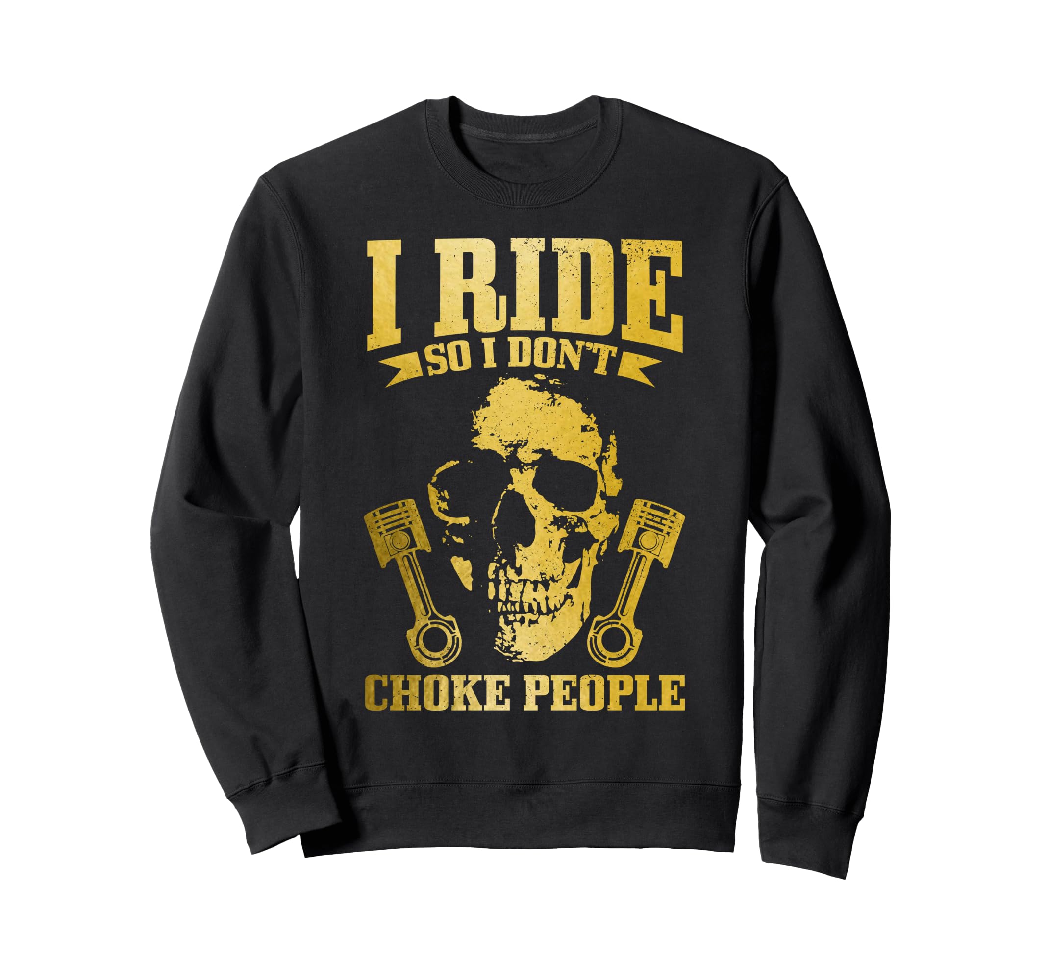 Biker Skull Motorcycle Funny Biker Sweatshirt - Custom Art Print for Adults - T-Shirt, Sweatshirt, Hoodie