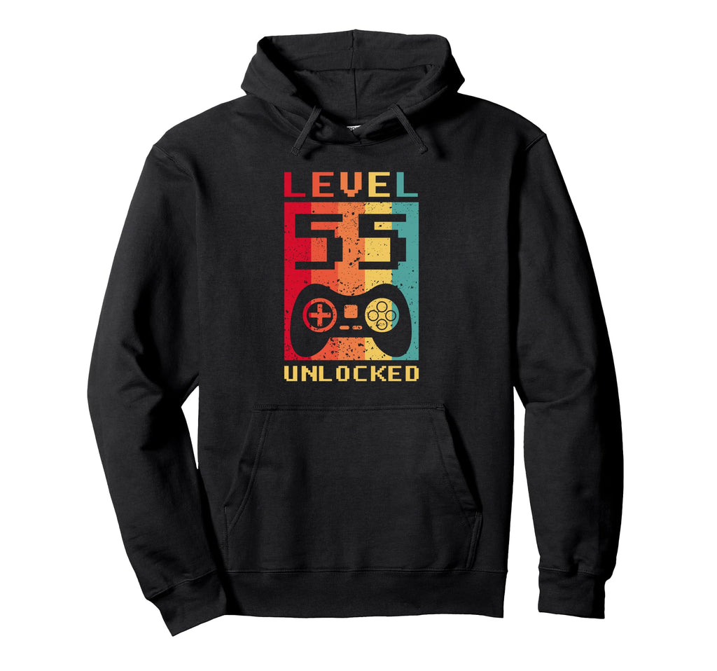 Level 55 Unlocked Gamer Controller Hoodie - Minimalist Print for Adults - T-Shirt, Sweatshirt, Hoodie
