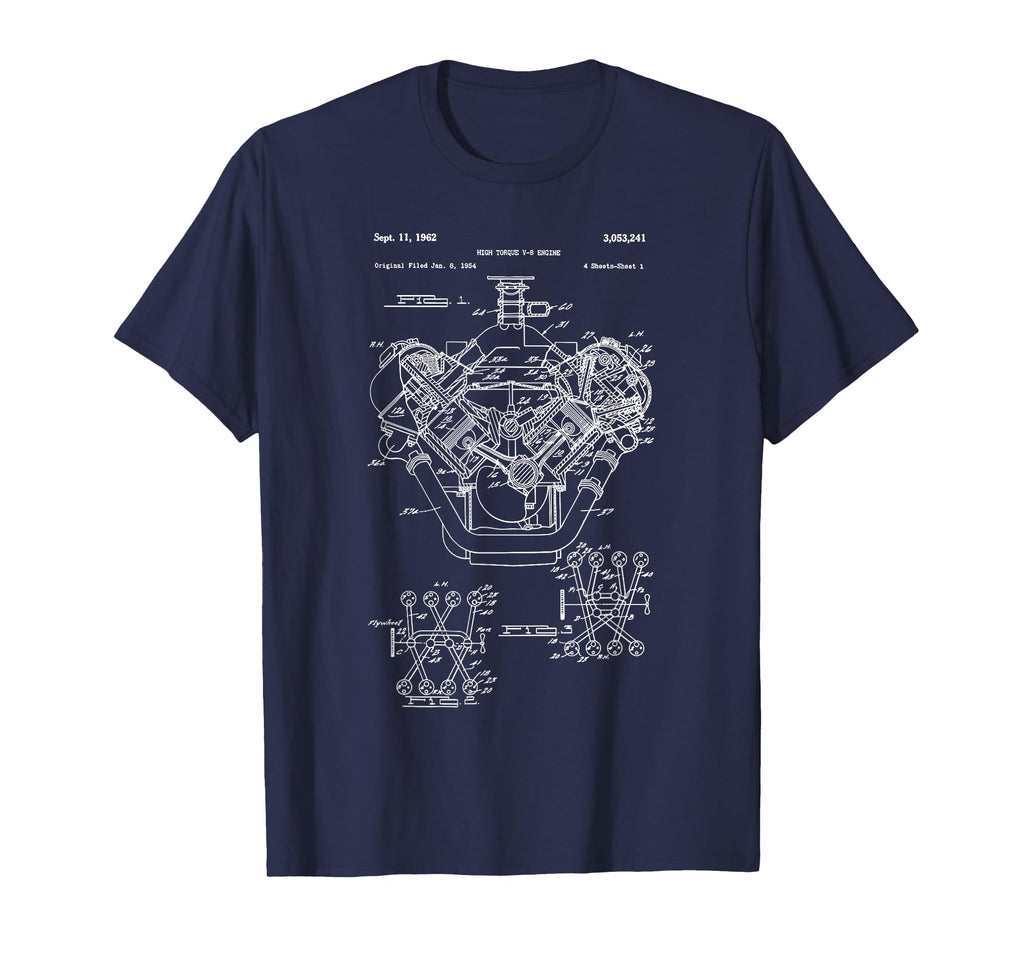 Engine Block Blueprint Diagram Mens T-Shirt - Streetwear Style Men Women - T-Shirt, Sweatshirt, Hoodie