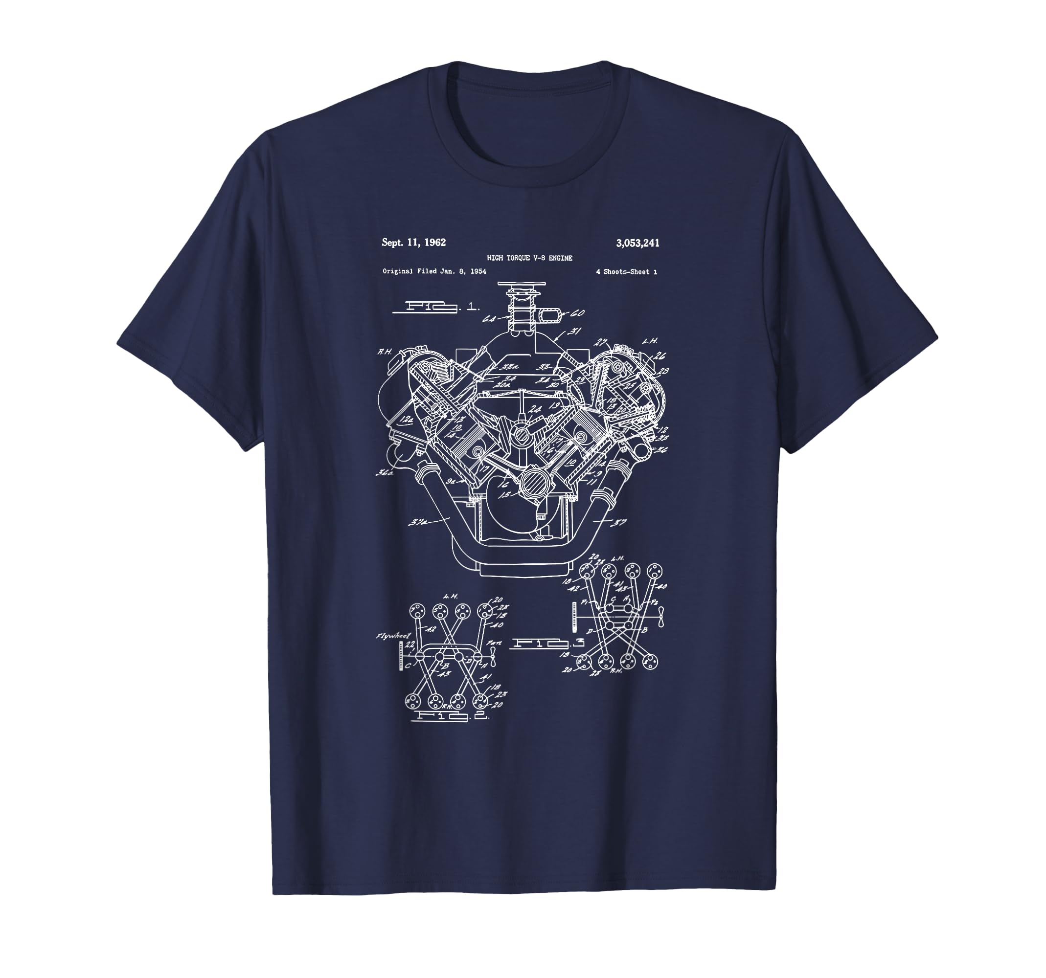Engine Block Blueprint Diagram Mens T-Shirt - Streetwear Style Men Women - T-Shirt, Sweatshirt, Hoodie