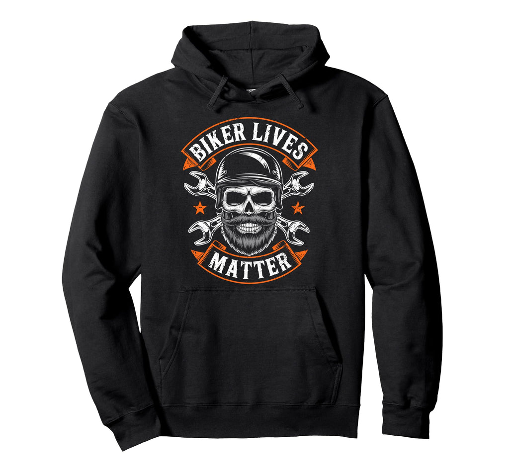 Skull Biker Lives Matter Motorcycles Hoodie - Trendy Graphic Men Women - T-Shirt, Sweatshirt, Hoodie