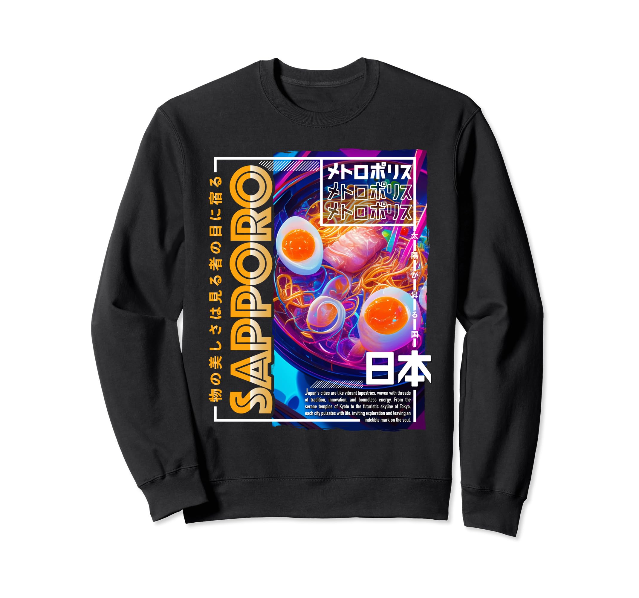 Sapporo City 80S Synthwave Ramen Sweatshirt - Trendy Graphic Men Women - T-Shirt, Sweatshirt, Hoodie