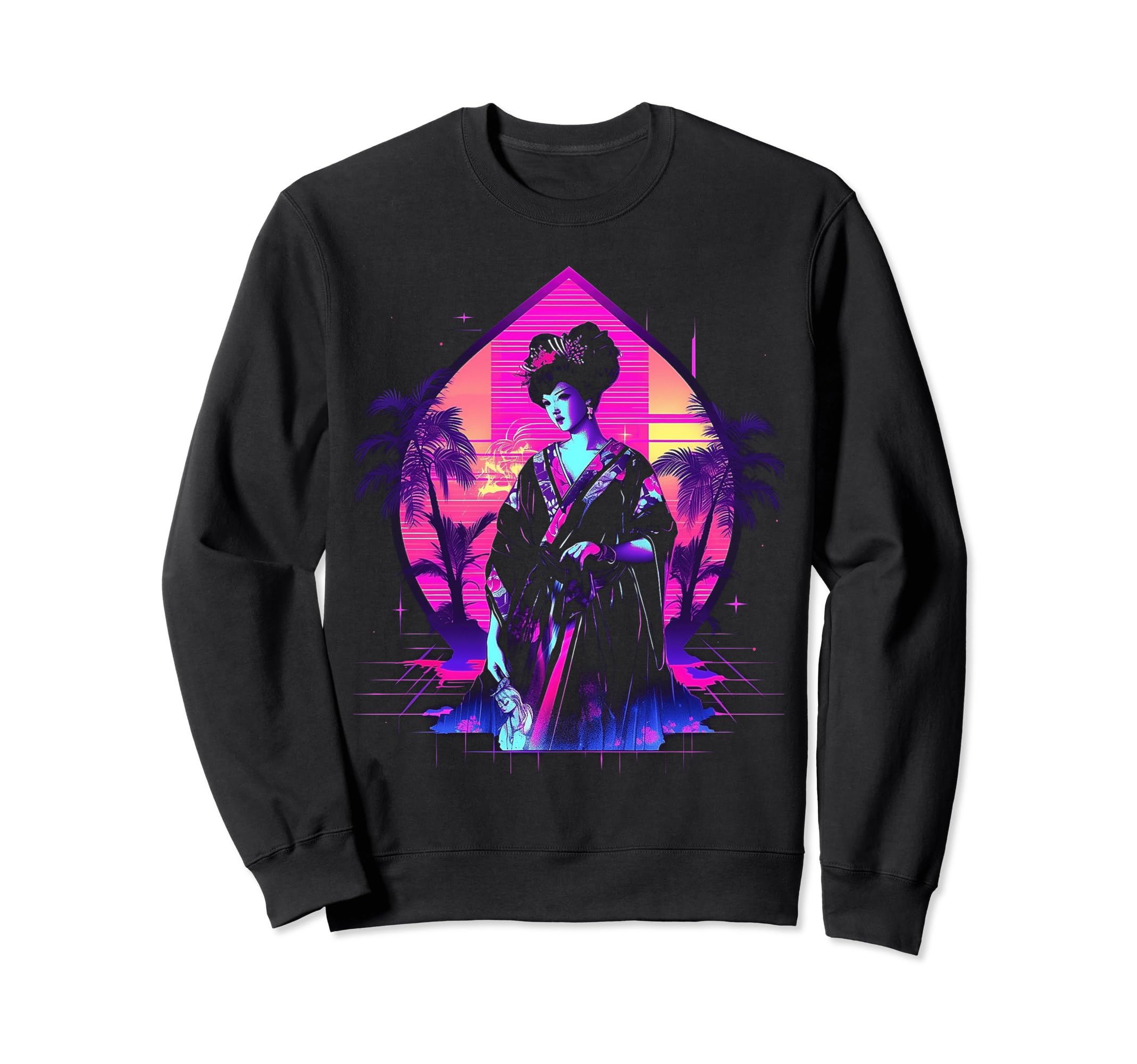 Vaporwave Geisha 80S Synthwave 26 Sweatshirt - Unique Graphic for Adults - T-Shirt, Sweatshirt, Hoodie