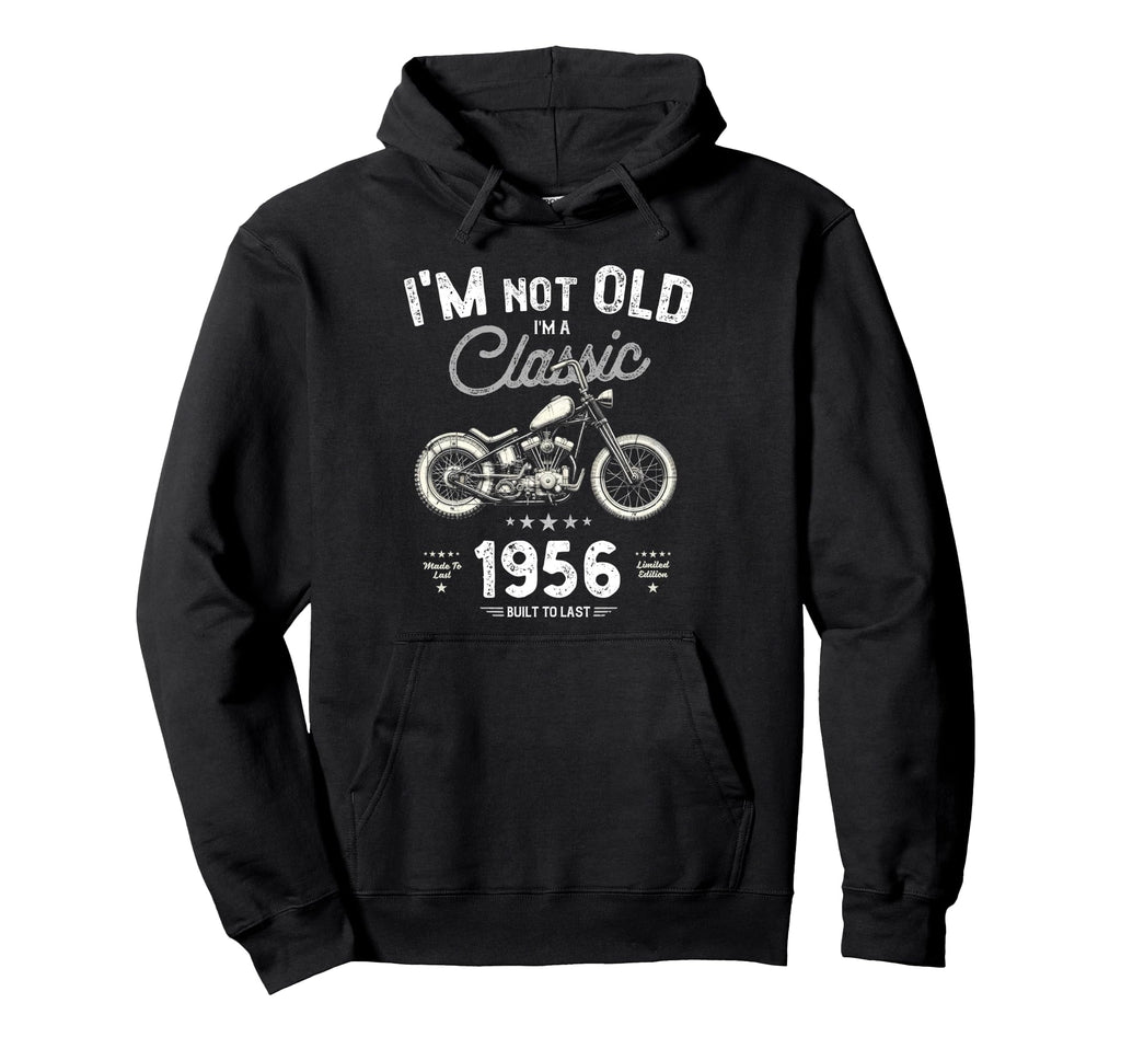 Born 1956 Motorbike Bikers Birthday Hoodie - Fun Novelty Design Men Women - T-Shirt, Sweatshirt, Hoodie