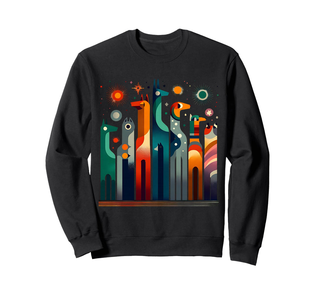 Fun Mid Century Long Neck Cats 50S Sweatshirt - Novelty Apparel for Adults - T-Shirt, Sweatshirt, Hoodie