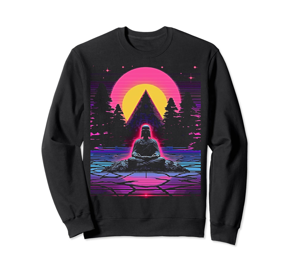 Synthwave Buddha Cyberpunk 80S Sci Sweatshirt - Minimalist Print Men Women - T-Shirt, Sweatshirt, Hoodie