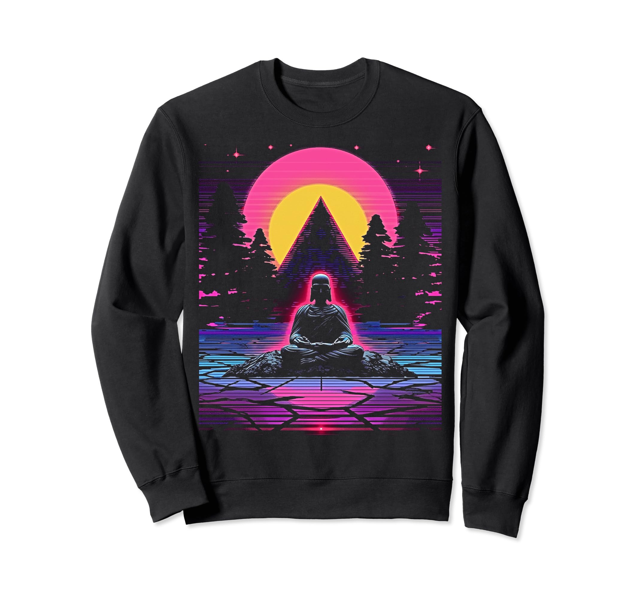 Synthwave Buddha Cyberpunk 80S Sci Fi Sweatshirt - Trendy Graphic Men Women - T-Shirt, Sweatshirt, Hoodie