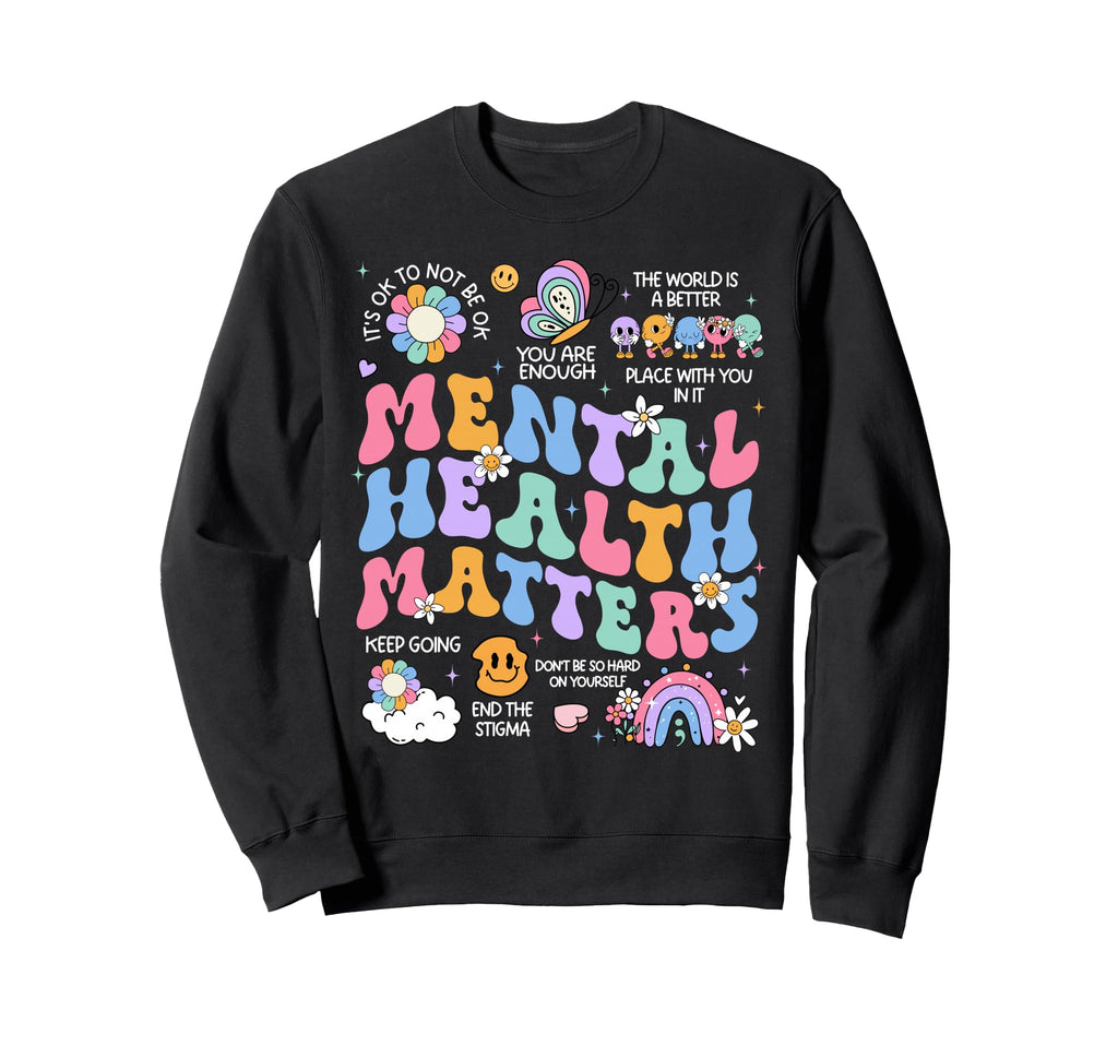 Mental Health Matters Human Brain Sweatshirt - Minimalist Print Unisex - T-Shirt, Sweatshirt, Hoodie
