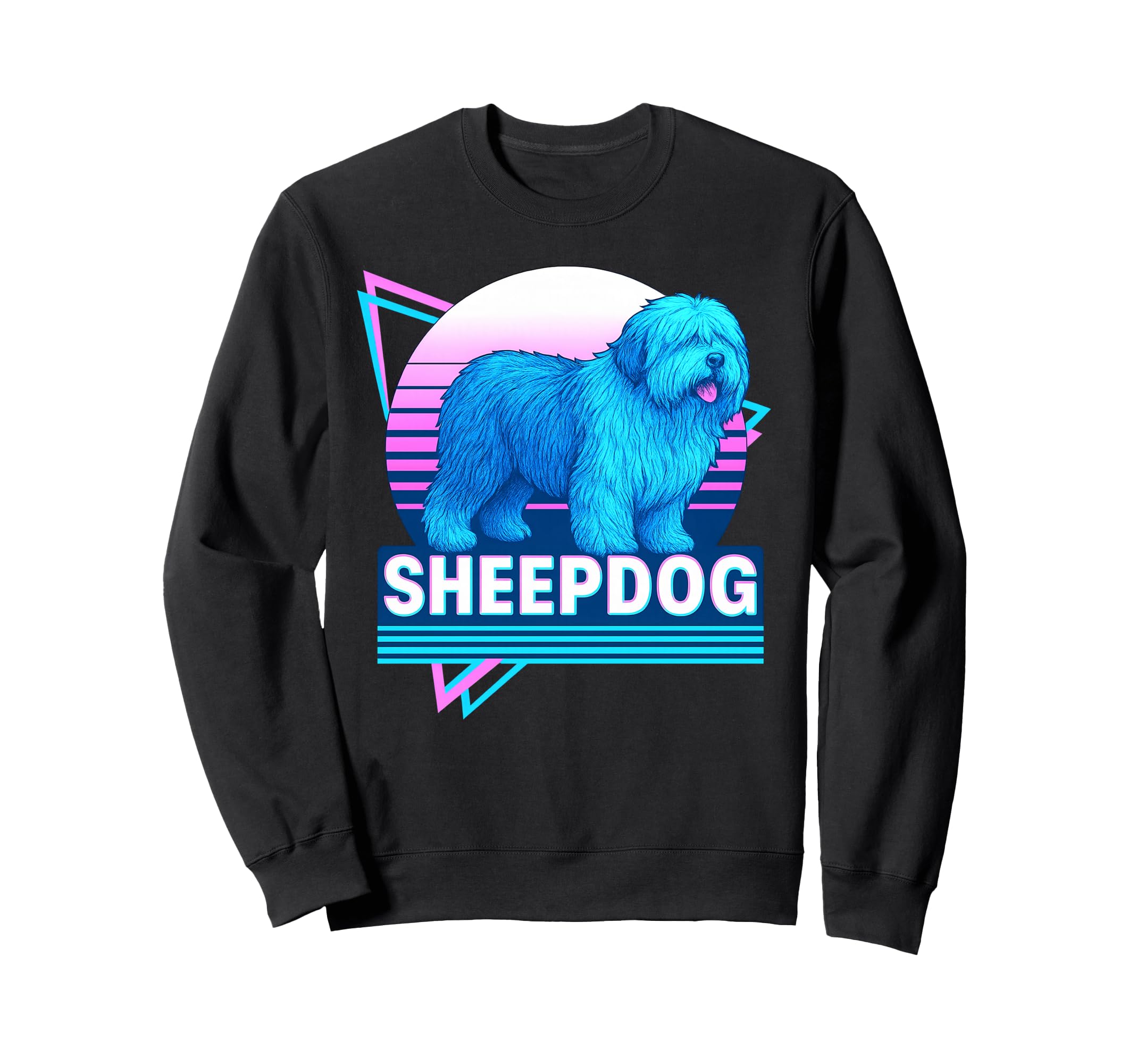 Old English Sheepdog Synthwave Dog Sweatshirt - Aesthetic Graphic Unisex - T-Shirt, Sweatshirt, Hoodie