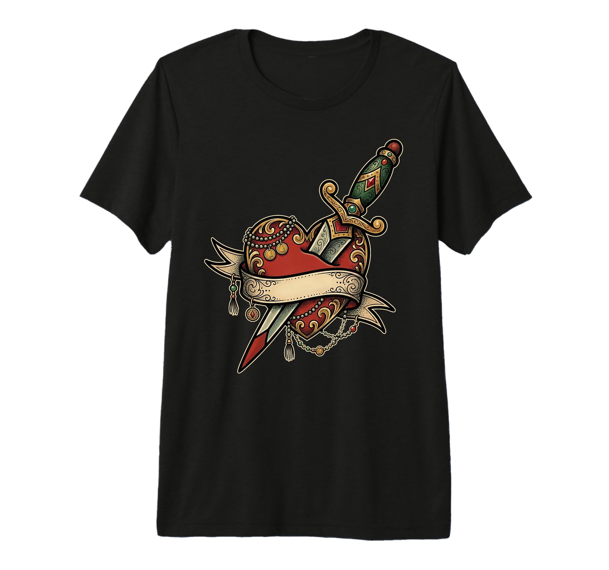 Heart Tattoo Traditional Dagger T-Shirt - Fun Novelty Design for Adults - T-Shirt, Sweatshirt, Hoodie