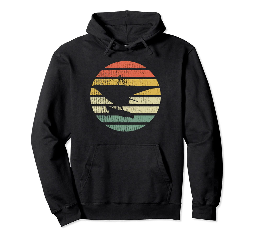 Hang Gliding Sunset Old School Funny Hoodie - Unique Graphic Men Women - T-Shirt, Sweatshirt, Hoodie
