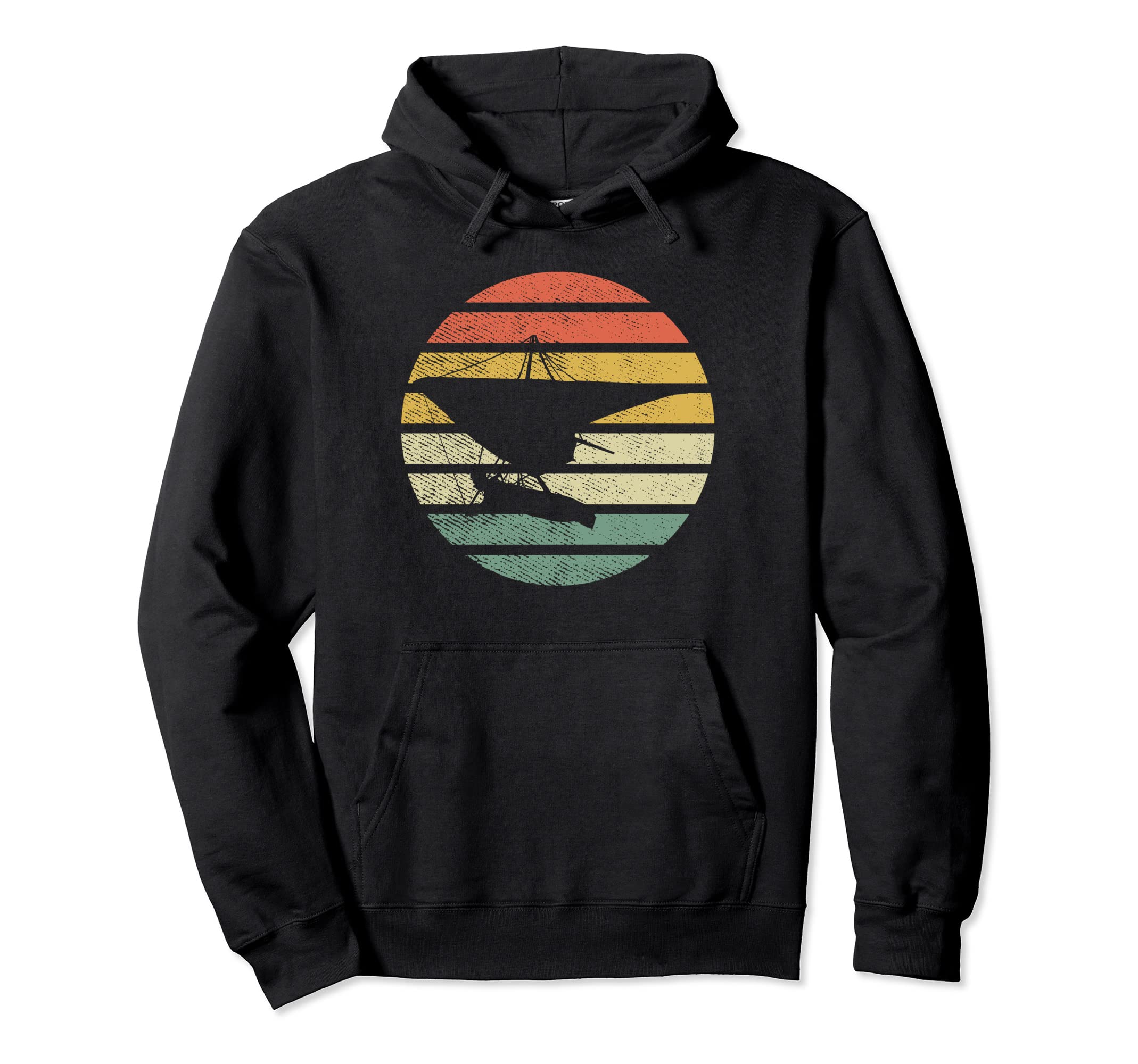 Hang Gliding Sunset Old School Funny Hoodie - Unique Graphic Men Women - T-Shirt, Sweatshirt, Hoodie