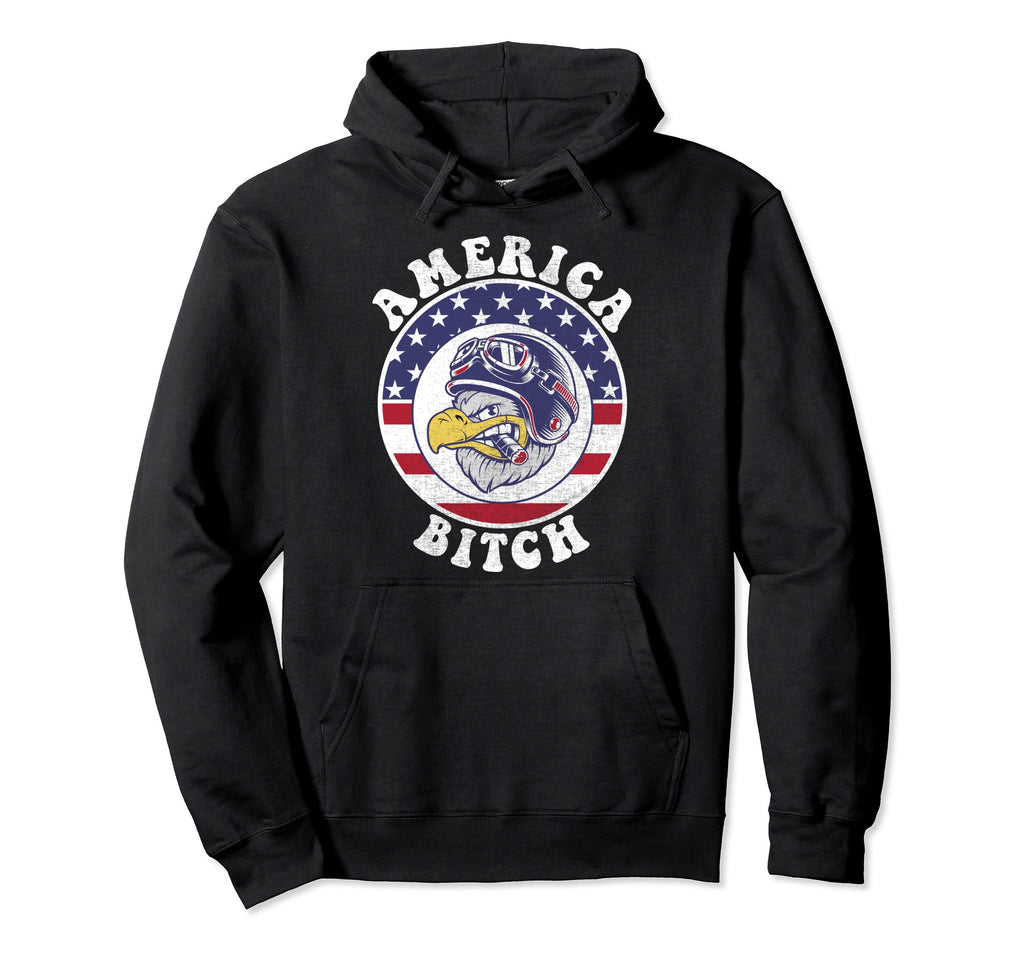 America Bitch Usa Flag Eagle Hoodie - Minimalist Print Men Women - T-Shirt, Sweatshirt, Hoodie