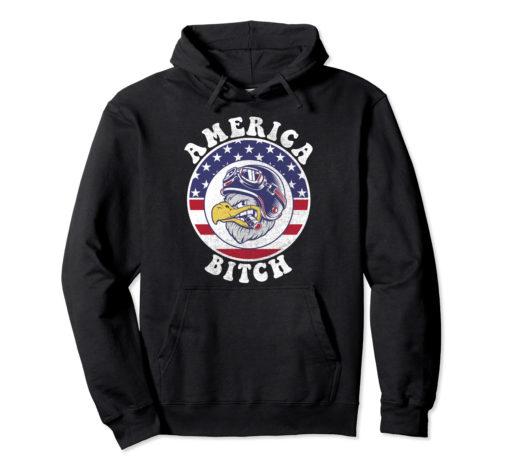 America Bitch Usa Flag Eagle Hoodie - Minimalist Print Men Women - T-Shirt, Sweatshirt, Hoodie