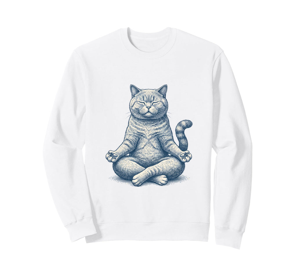 Meditating British Shorthair Cat Zen Sweatshirt - Unique Graphic Men Women - T-Shirt, Sweatshirt, Hoodie