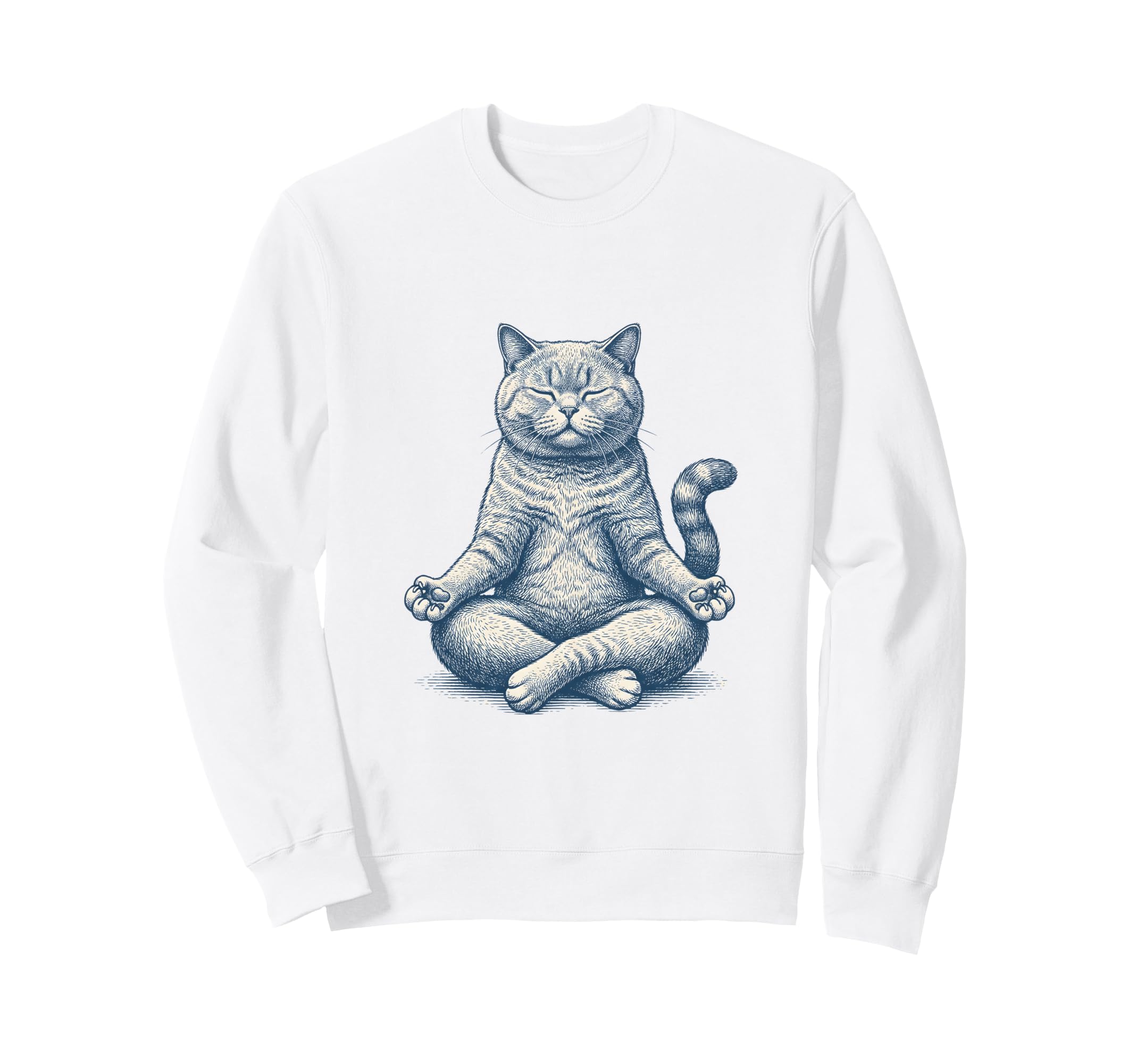 Meditating British Shorthair Cat Zen Sweatshirt - Unique Graphic Men Women - T-Shirt, Sweatshirt, Hoodie