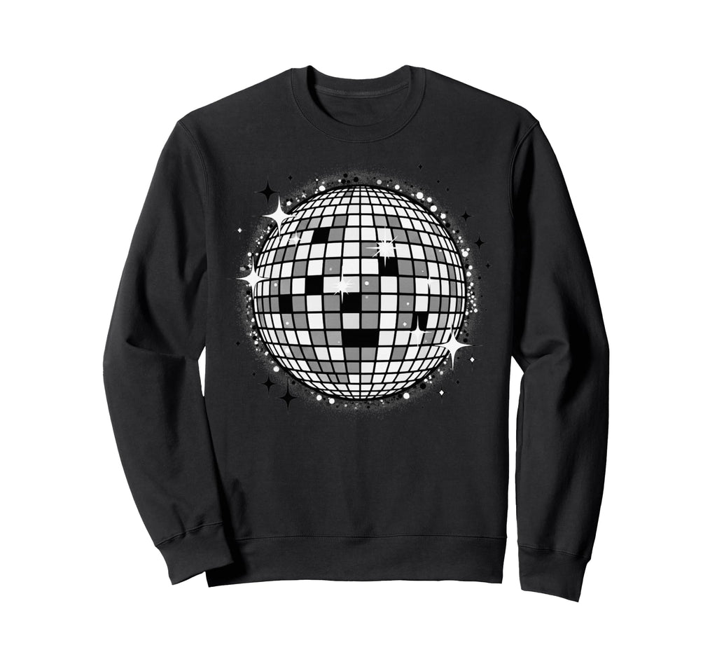 Black And White Disco Ball Sweatshirt - Trendy Graphic for Adults - T-Shirt, Sweatshirt, Hoodie