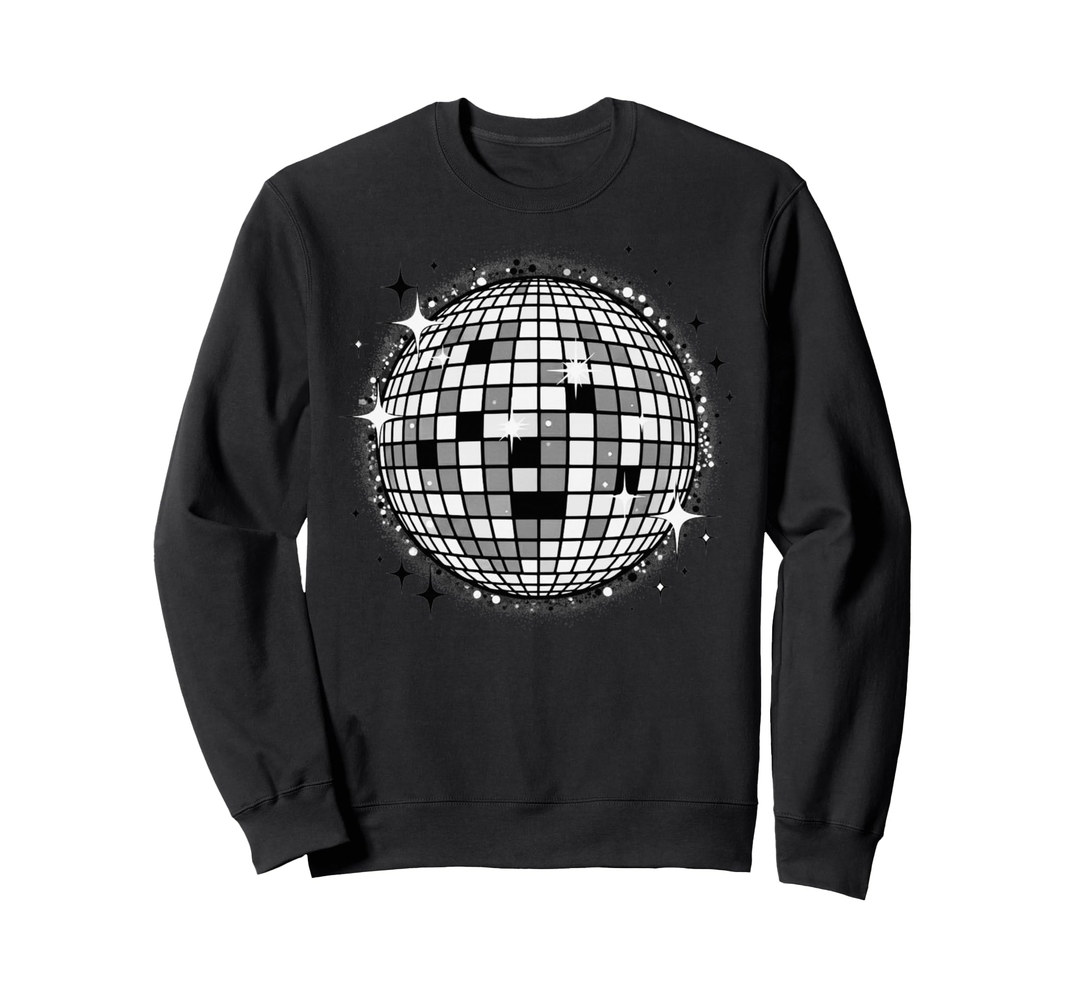 Black And White Disco Ball Sweatshirt - Trendy Graphic for Adults - T-Shirt, Sweatshirt, Hoodie