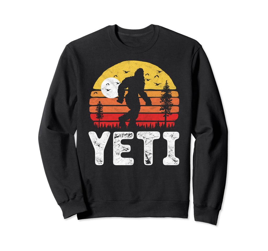 Yeti Sasquatch Distressed 80S Sunset Sweatshirt - Trendy Graphic Unisex - T-Shirt, Sweatshirt, Hoodie