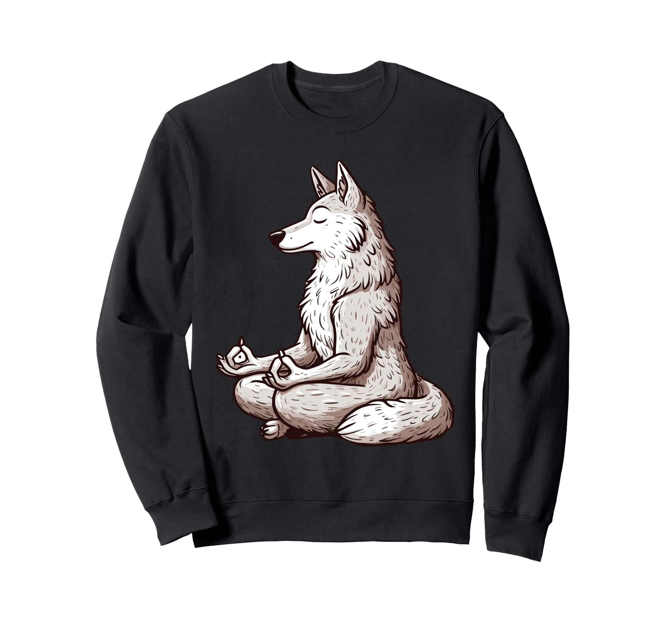 Meditation Wolf Yoga Pose Relaxing Sweatshirt - Custom Art Print Unisex - T-Shirt, Sweatshirt, Hoodie
