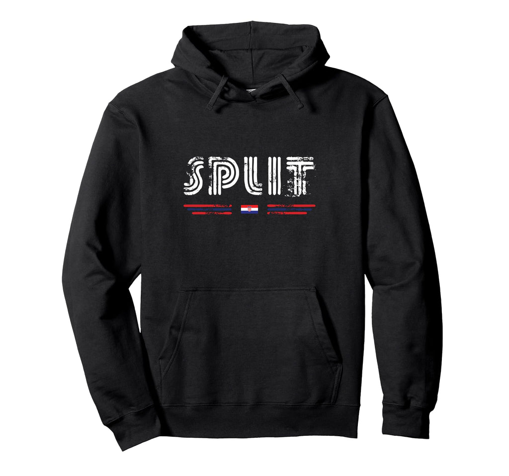 Split Croatia 70S 80S Type Flag Hoodie - Fun Novelty Design Unisex - T-Shirt, Sweatshirt, Hoodie