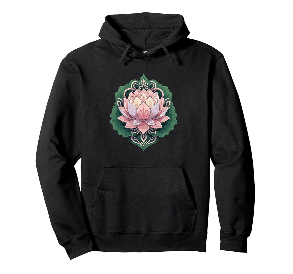 Lotus Mandala Yoga Meditation Sacred Hoodie - Minimalist Print for Adults - T-Shirt, Sweatshirt, Hoodie