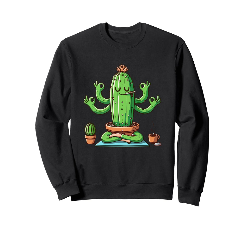 Meditation Cactus Yoga Pose Sweatshirt - Fun Novelty Design for Adults - T-Shirt, Sweatshirt, Hoodie