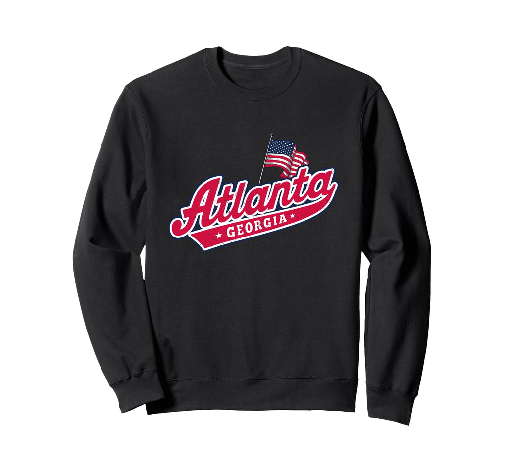 Atlanta Typography American Flag Sweatshirt - Minimalist Print for Adults - T-Shirt, Sweatshirt, Hoodie