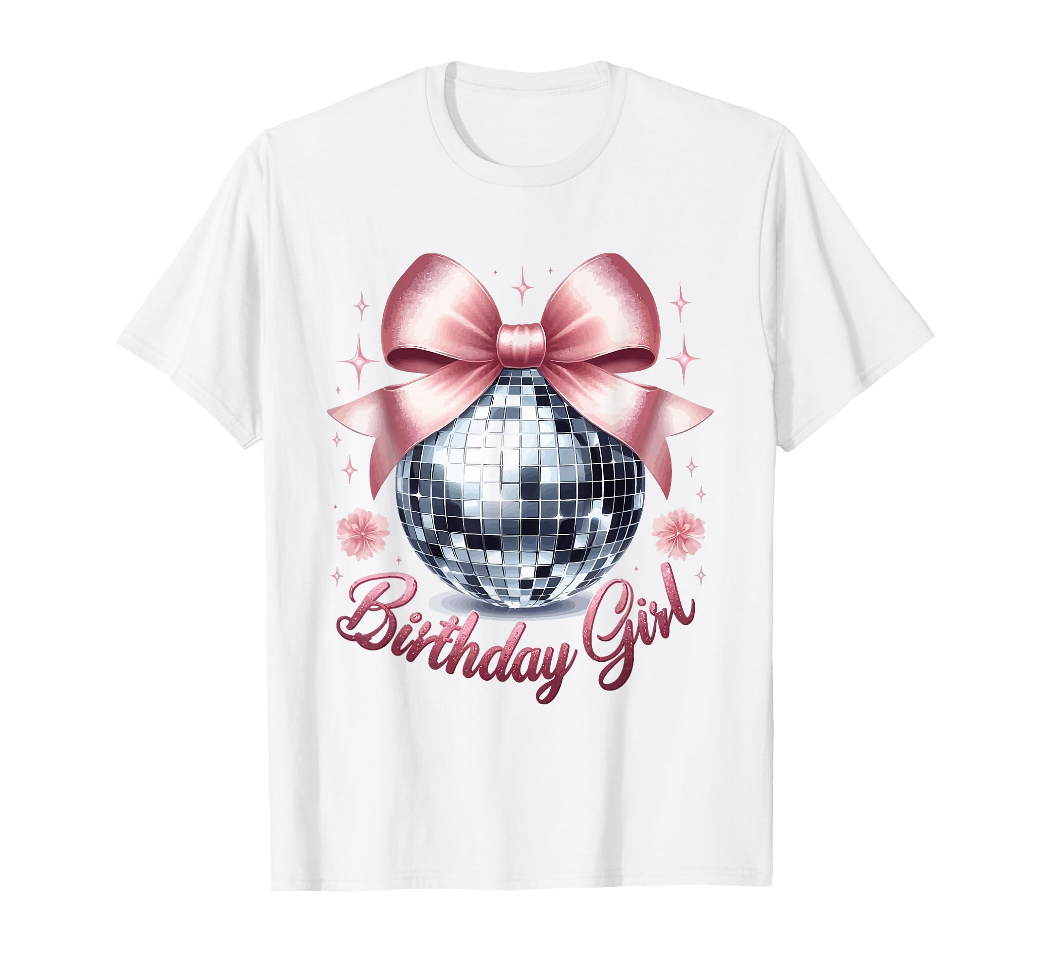 Birthday Coquette Bow Disco Ball Birthday T-Shirt - Unique Graphic Unisex - T-Shirt, Sweatshirt, Hoodie