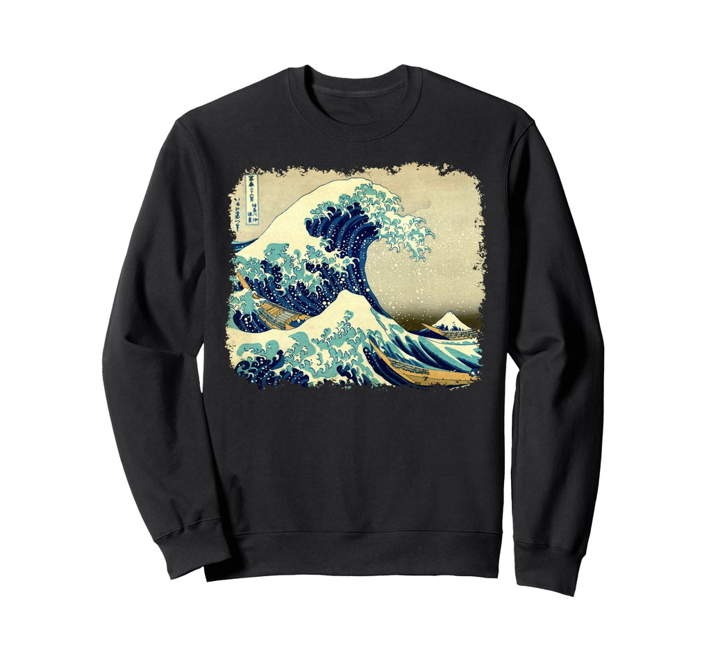 Famous Art Great Ocean Wave Hokusai Sweatshirt - Fun Novelty Design Unisex - T-Shirt, Sweatshirt, Hoodie