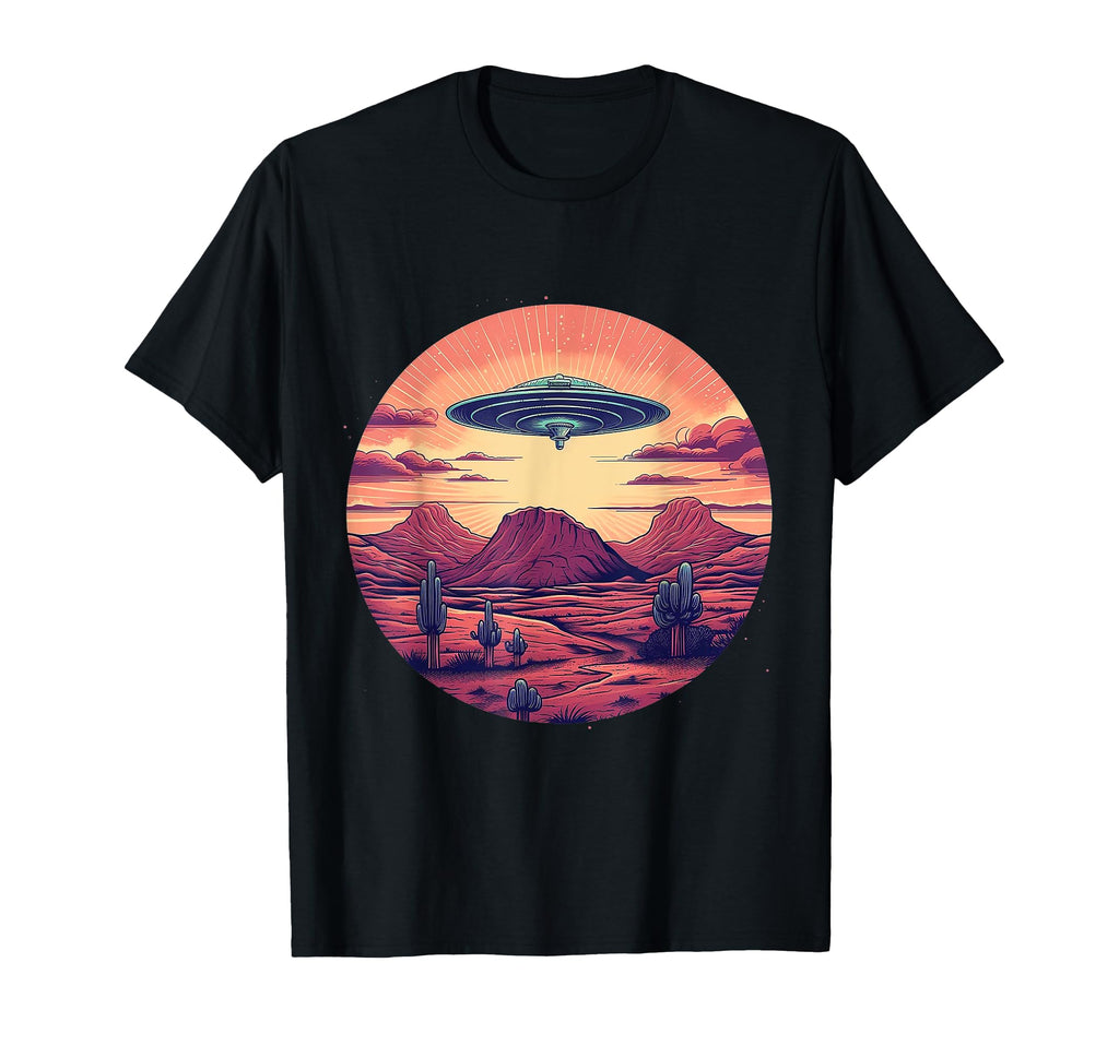 Cactus Western Desert Ufo Alien T-Shirt - Custom Art Print Men Women - T-Shirt, Sweatshirt, Hoodie