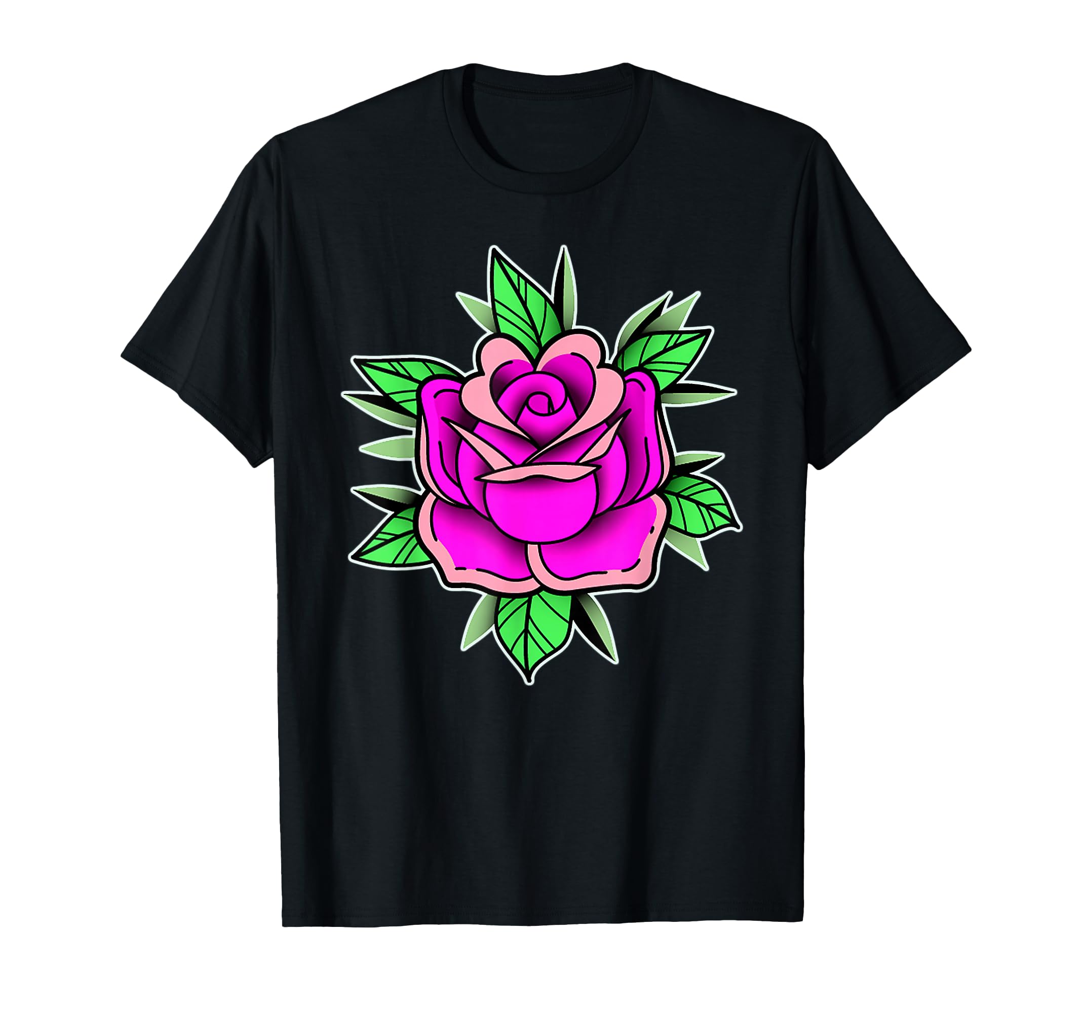 Purple Rose Traditional Tattoo Flash T-Shirt - Trendy Graphic Men Women - T-Shirt, Sweatshirt, Hoodie