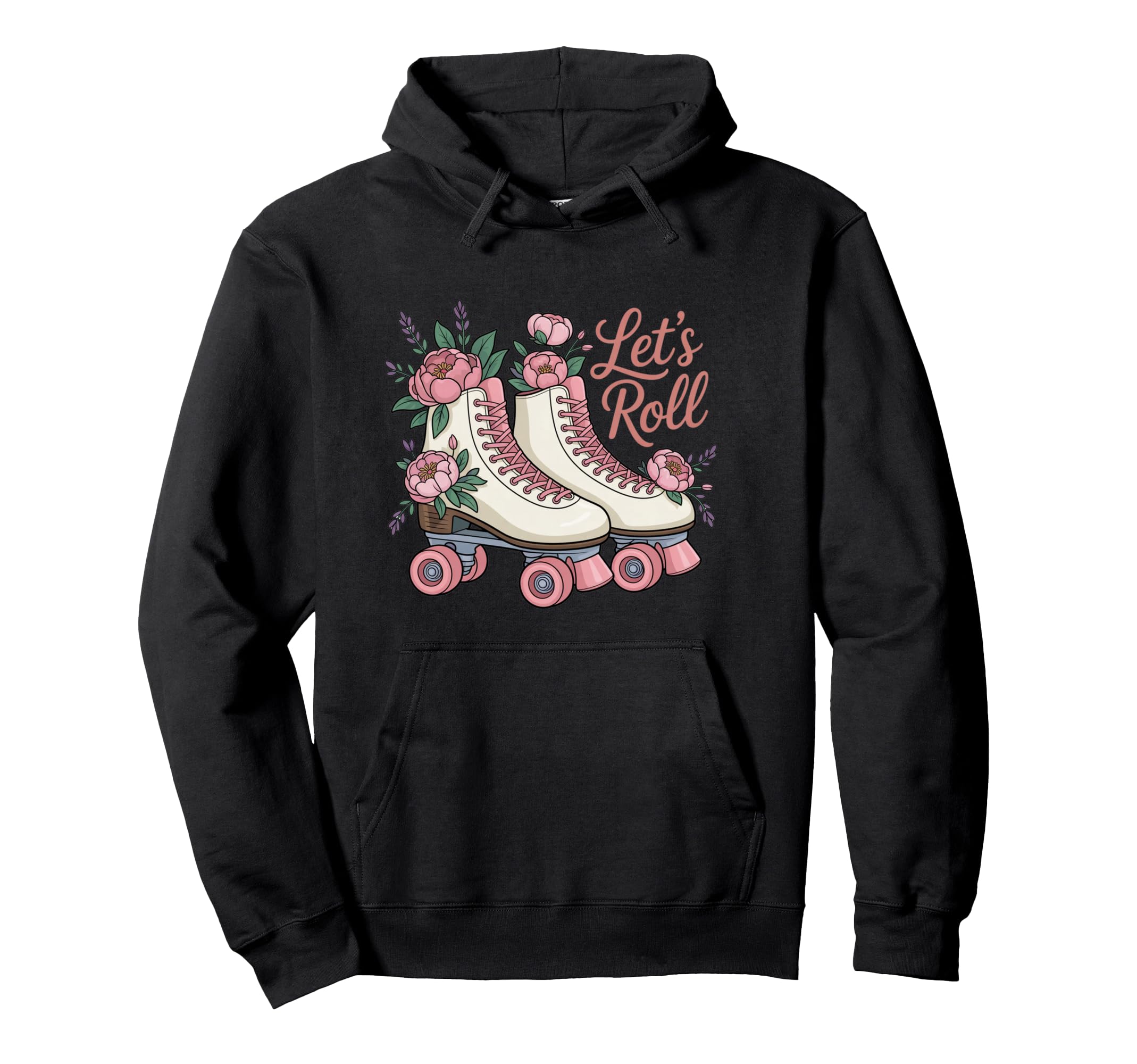 Lets Roll Flower Skate Roller Vibes Hoodie - Minimalist Print Unisex - T-Shirt, Sweatshirt, Hoodie