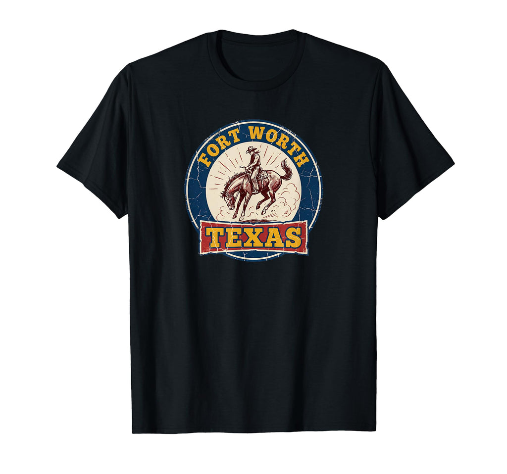 Fort Worth Texas Cowboy Badge T-Shirt - Casual Everyday Wear Men Women - T-Shirt, Sweatshirt, Hoodie