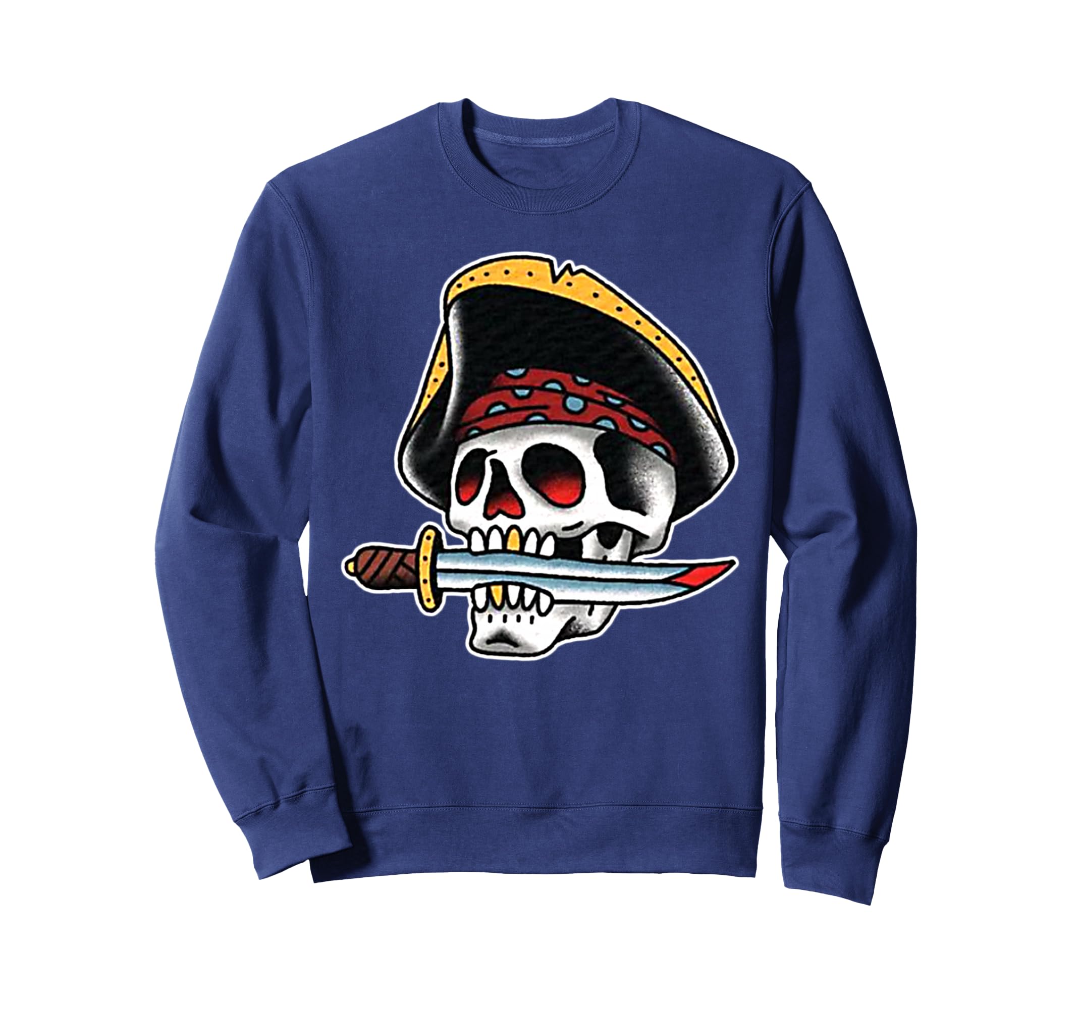 Pirate Skull Traditional Tattoo Sweatshirt - Trendy Graphic for Adults - T-Shirt, Sweatshirt, Hoodie