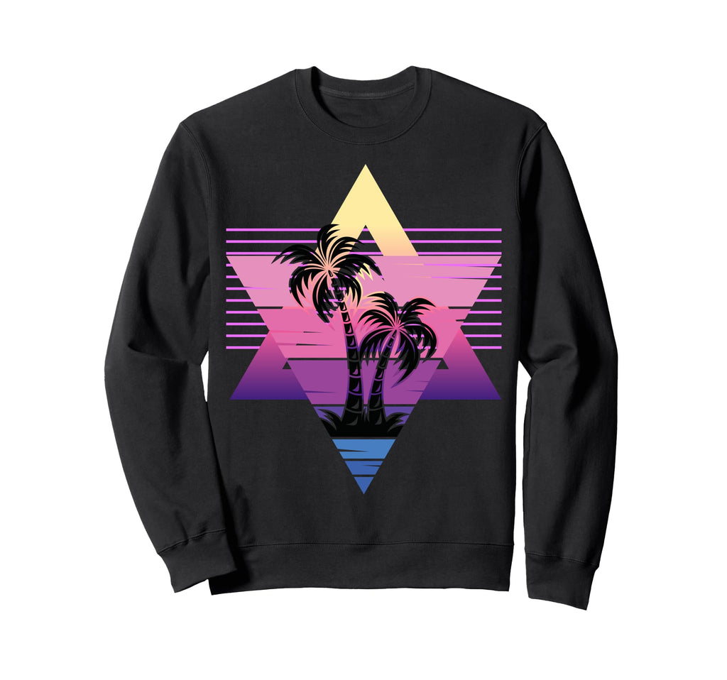 80S Vaporwave Palm Trees Sunset Sweatshirt - Minimalist Print for Adults - T-Shirt, Sweatshirt, Hoodie