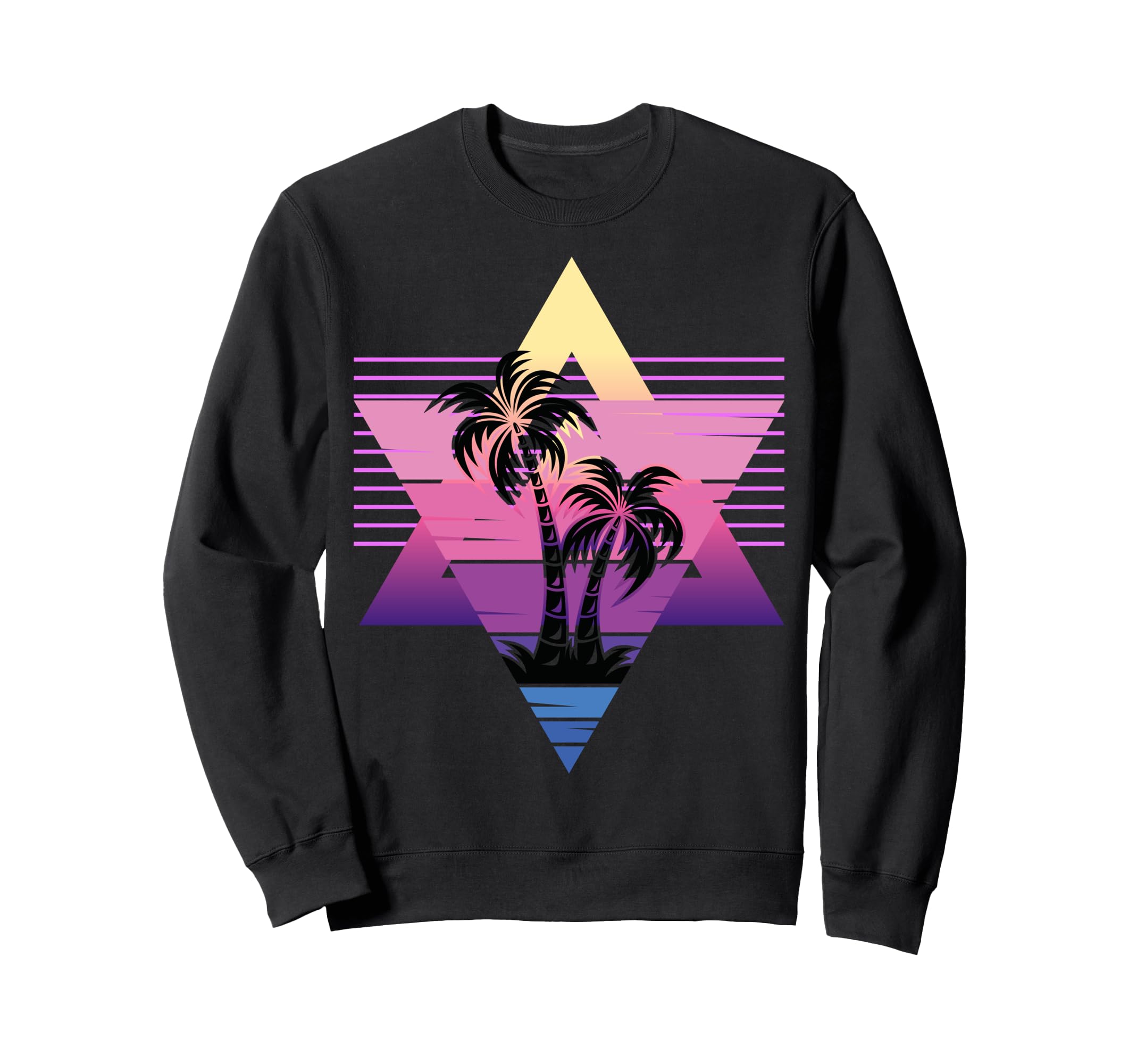 80S Vaporwave Palm Trees Sunset Sweatshirt - Minimalist Print for Adults - T-Shirt, Sweatshirt, Hoodie