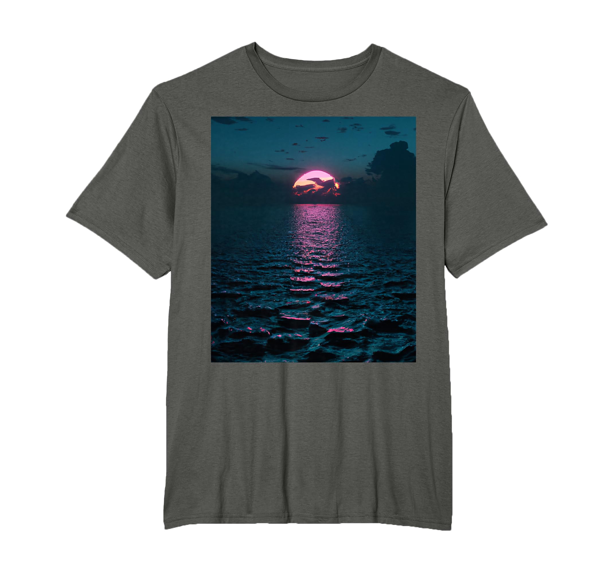 Vaporwave Aesthetic Sunset Above Dark Sea T-Shirt - Streetwear Style Unisex - T-Shirt, Sweatshirt, Hoodie