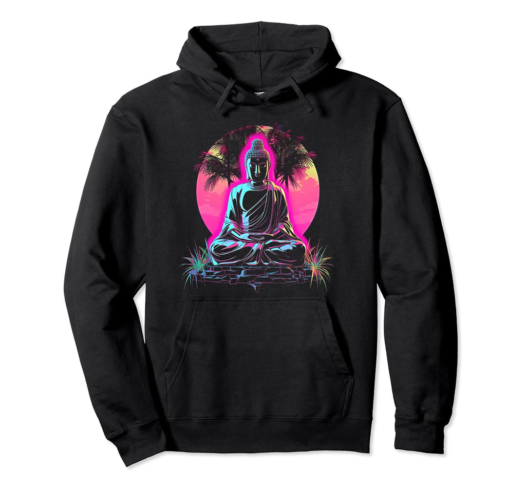 Vaporwave Buddha 80S Synthwave 2 Hoodie - Fun Novelty Design for Adults - T-Shirt, Sweatshirt, Hoodie