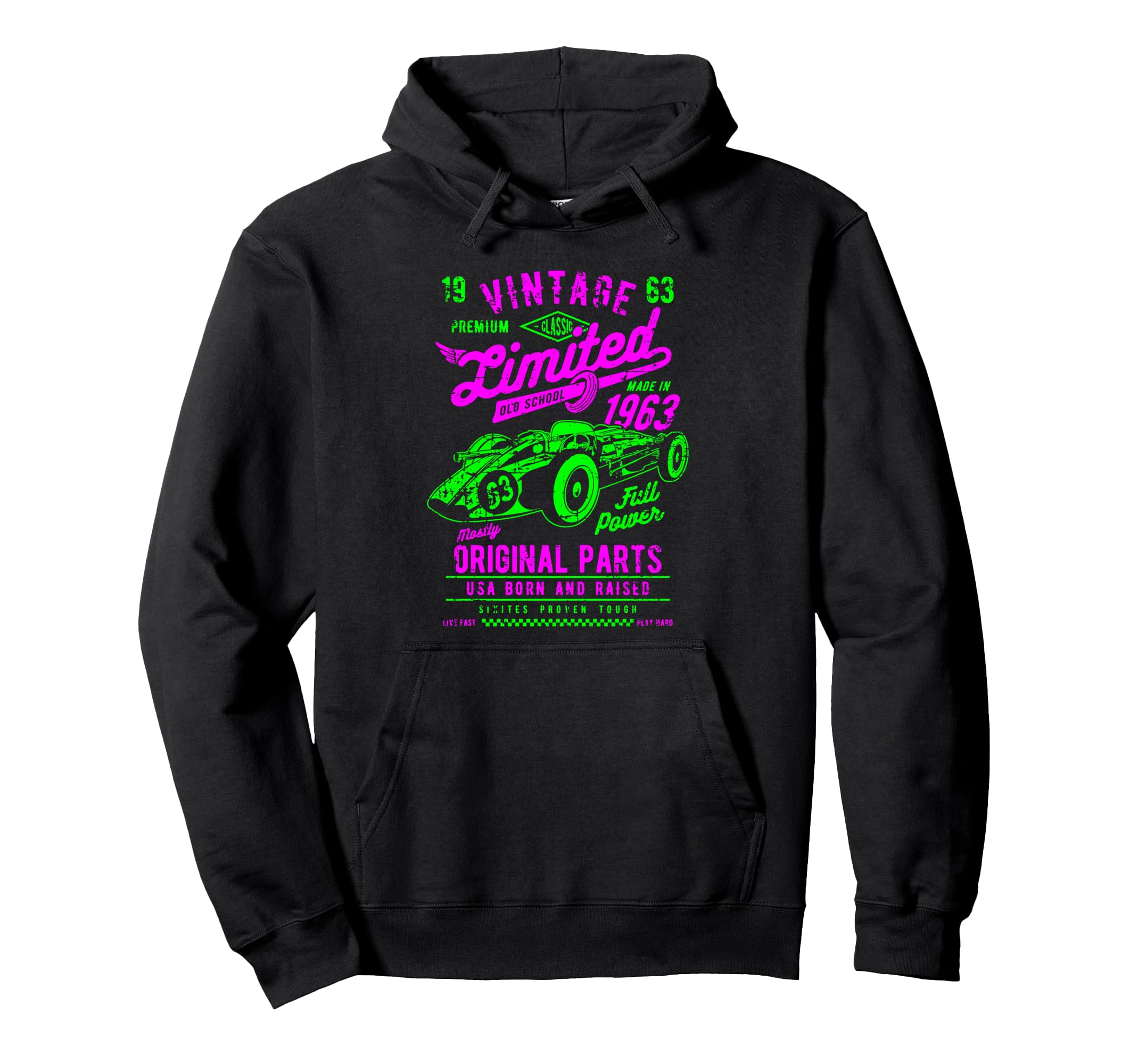 Race Car Distressed Hoodie - Fun Novelty Design Unisex - T-Shirt, Sweatshirt, Hoodie