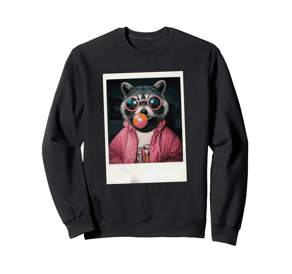 Racoon Hipster Vibes 90S Film Sweatshirt - Novelty Apparel Unisex - T-Shirt, Sweatshirt, Hoodie