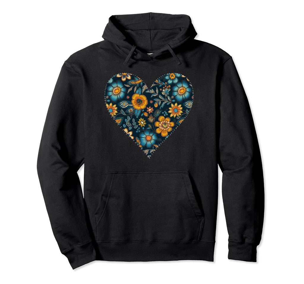Ukrainian Floral Pattern Ukraine Heart Hoodie - Aesthetic Graphic Unisex - T-Shirt, Sweatshirt, Hoodie