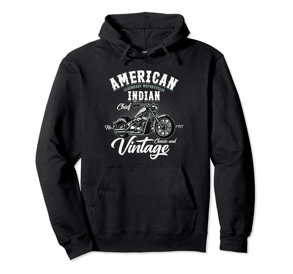 Old Biker American Motorcycle Indian Hoodie - Unique Graphic Unisex - T-Shirt, Sweatshirt, Hoodie