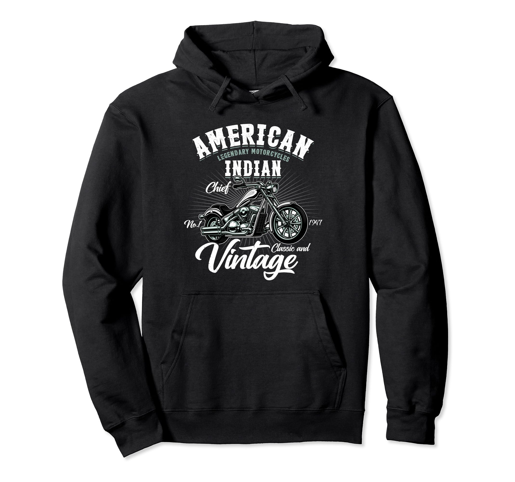 Old Biker American Motorcycle Indian Hoodie - Unique Graphic Unisex - T-Shirt, Sweatshirt, Hoodie
