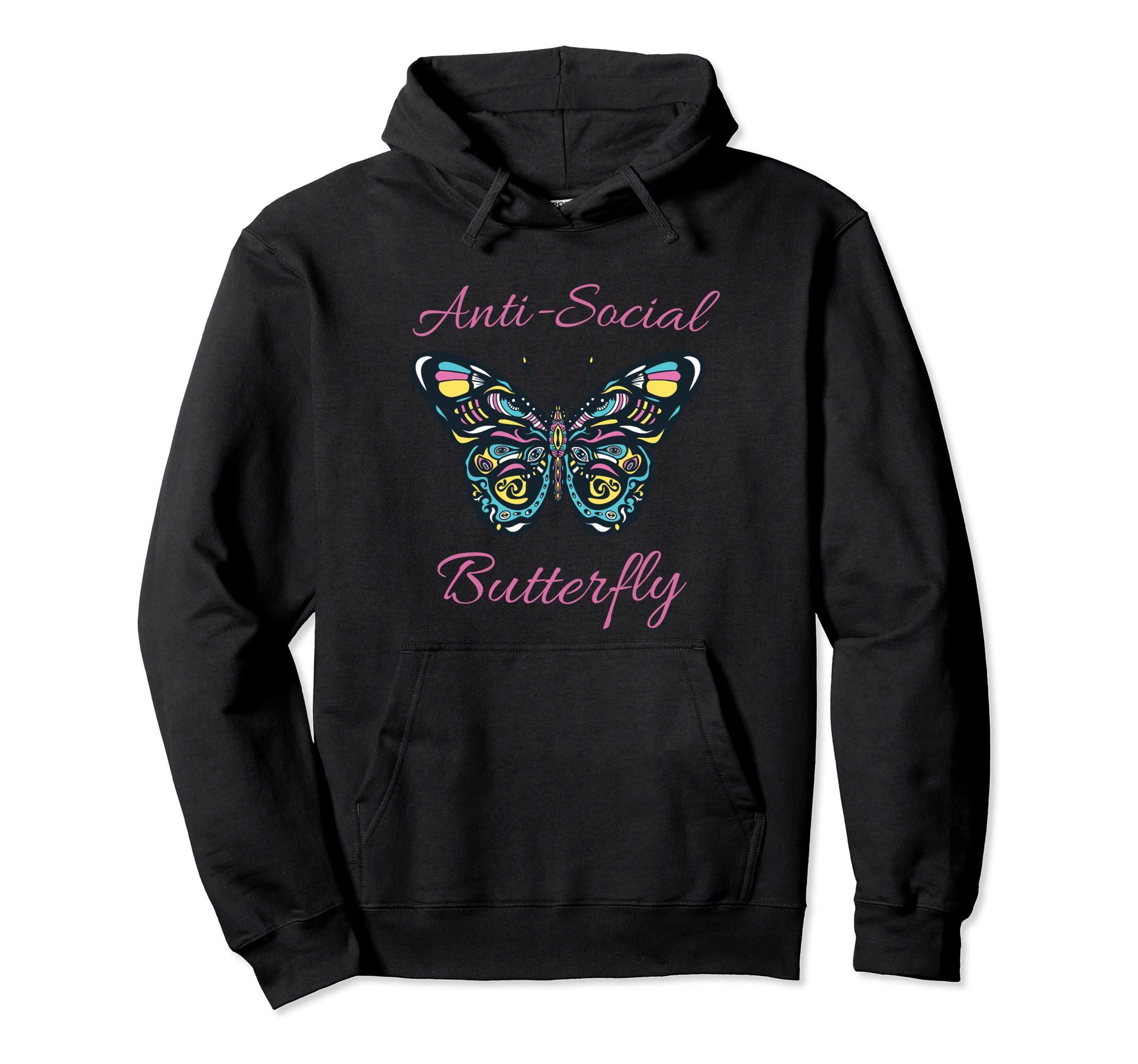 Anti Social Butterfly Hoodie - Minimalist Print Unisex - T-Shirt, Sweatshirt, Hoodie